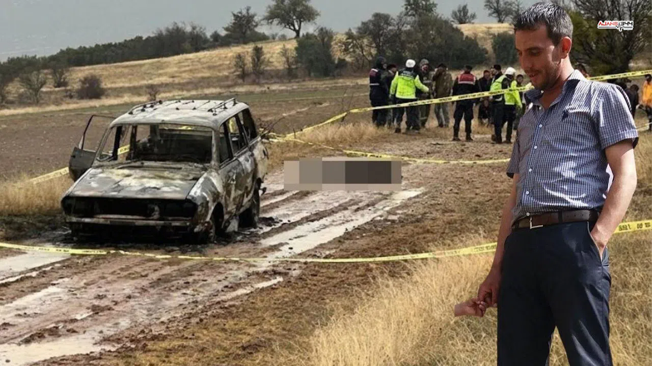 Yanmış Aracın Yanında Başsız Erkek Cansız Bedeni Bulundu