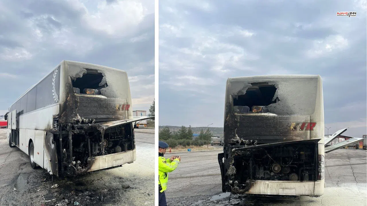 Kahramanmaraş'ta Seyir Halindeki Yolcu Otobüsü Alev Aldı