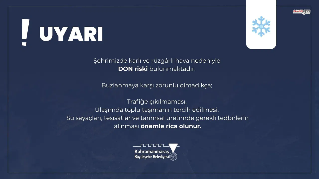 Kahramanmaraş’ta buzlanma ve don uyarısı! Gece saatlerine dikkat