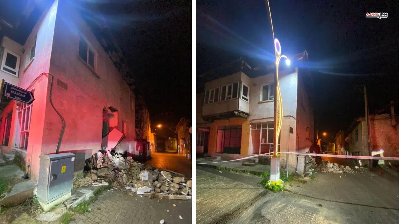 Kerpiç evin duvarı gece aniden çöktü, çevreye güvenlik önlemi alındı