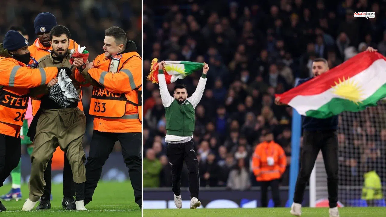 Manchester City - Galatasaray maçı Kürdistan bayrağı ile protesto edildi