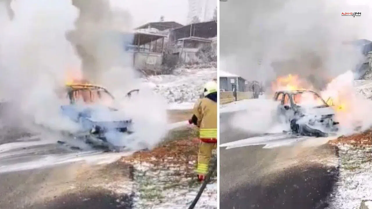 Kahramanmaraş'ta seyir halindeki araç alev aldı