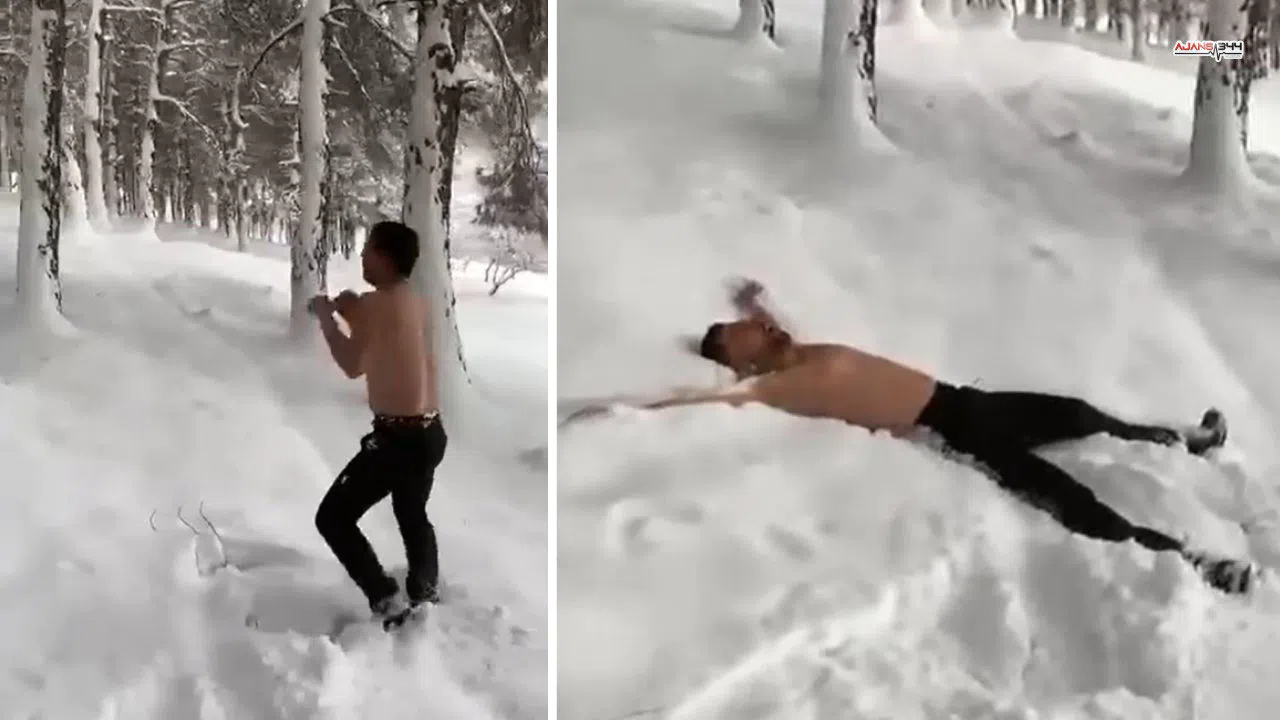 Soğuğa meydan okuyan genç görenleri üşüttü