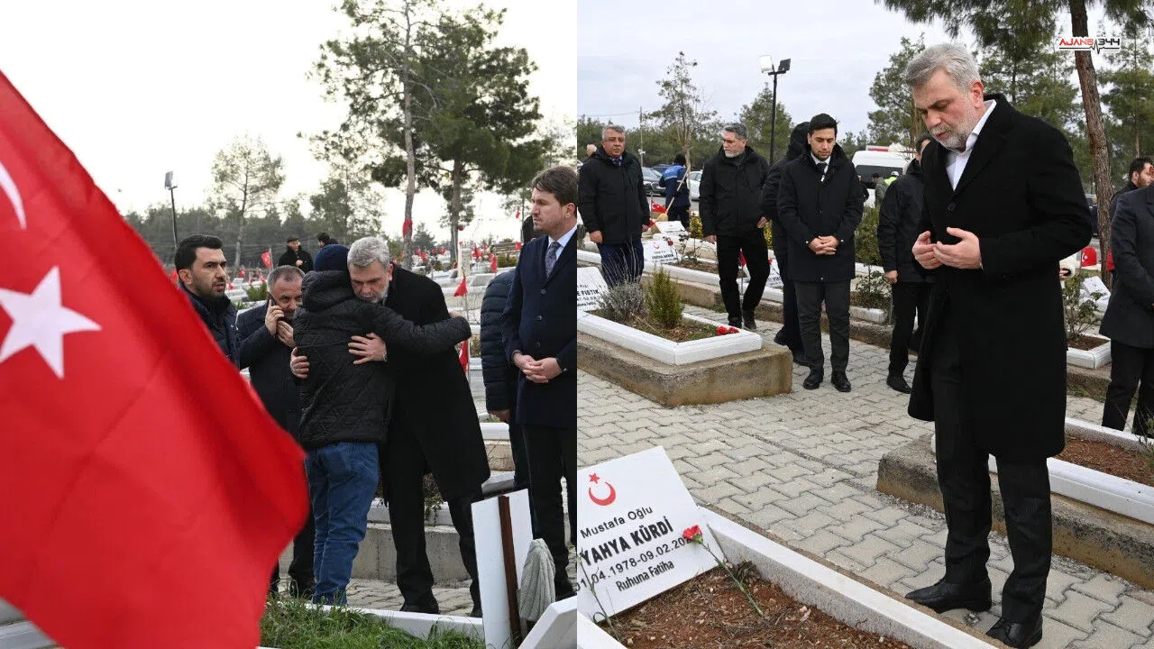 Deprem şehitleri kabri başında dualarla yad edildi