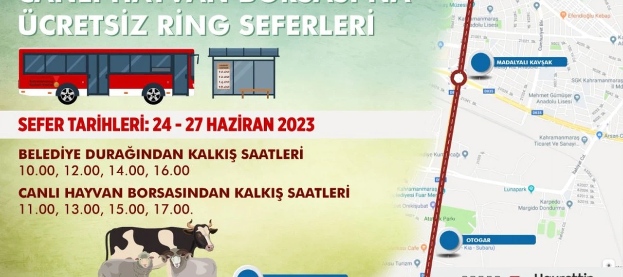 Büyükşehir’den Canlı Hayvan Borsası’na Ücretsiz Ring Seferi