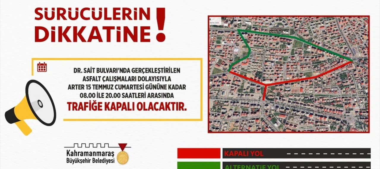 Büyükşehir’den Sürücülere Alternatif Güzergâh Uyarısı!