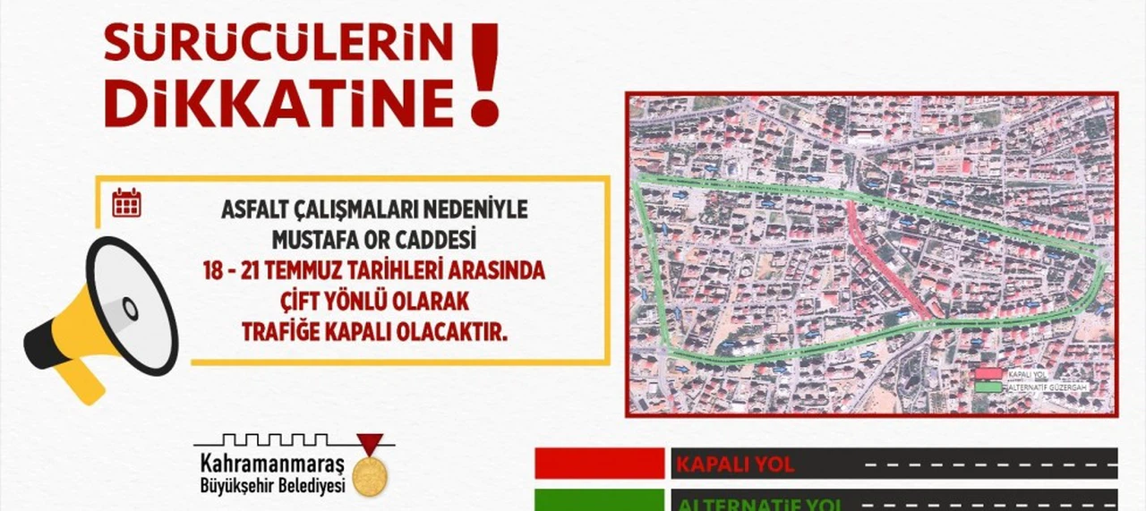 Mustafa Or Caddesi, 21 Temmuz’a Kadar Trafiğe Kapalı Olacak!