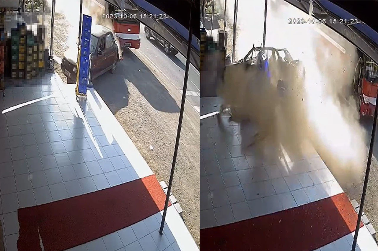 Park halindeki aracı hurdaya çevirdi!