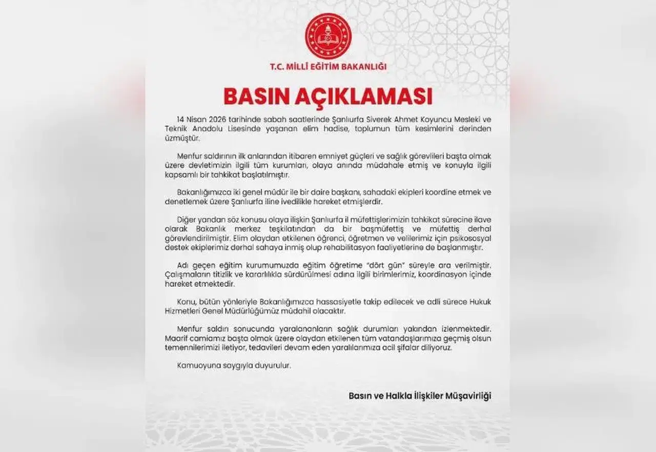 Okulda Yaşanan Olay Sonrası Bakanlıktan Açıklama