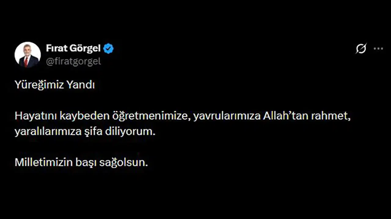 Başkan Görgel: "Yüreğimiz Yangın Yeri, Milletimize Başsağlığı Diliyoruz"