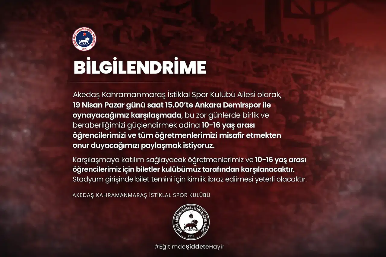 İstiklalspor’dan Anlamlı Davet: Tribünler Açılıyor