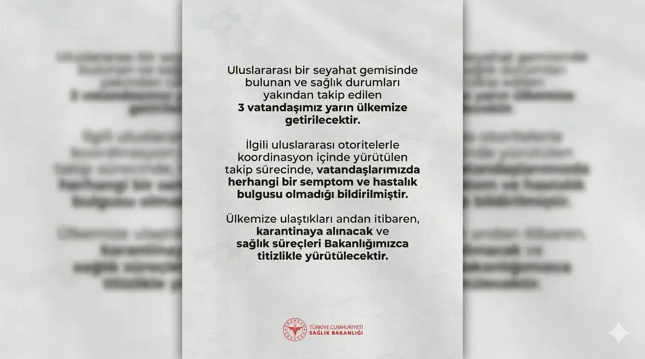 Seyahat Gemisindeki 3 Türk Vatandaşı Yarın Getiriliyor