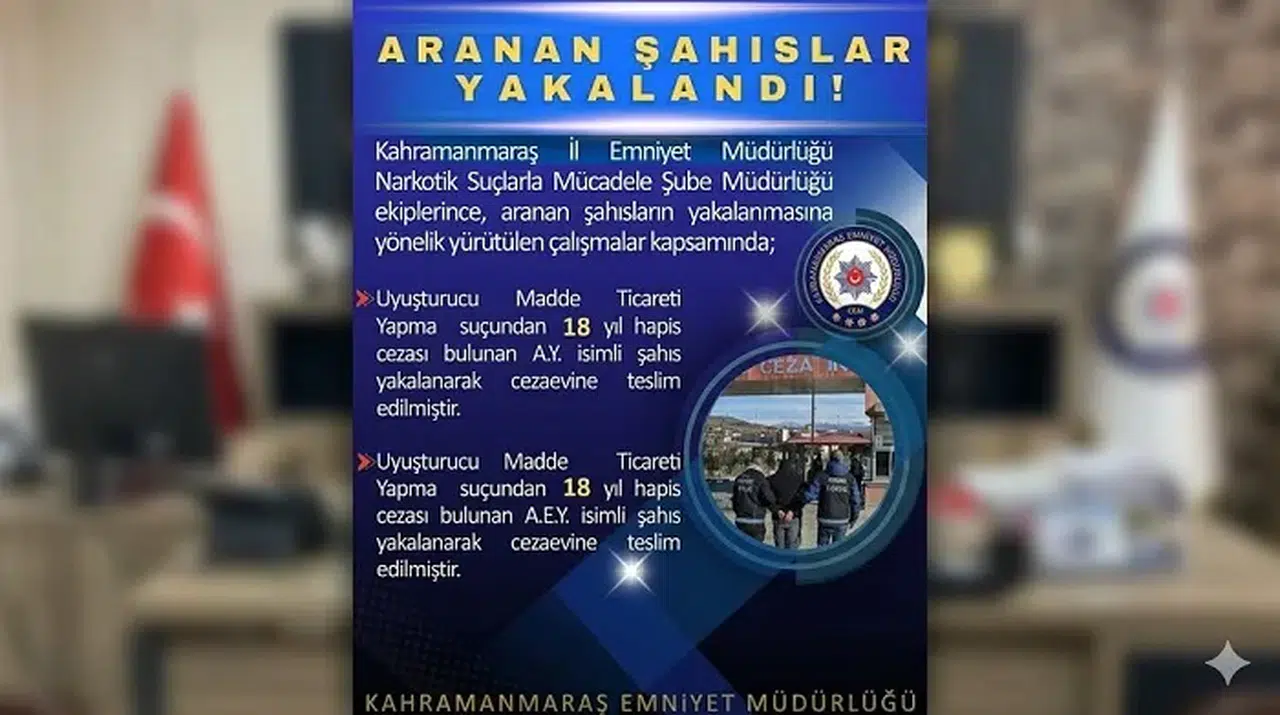 Kahramanmaraş’ta Narkotik Ekiplerinden Kaçamadılar: 2 Firari Yakalandı