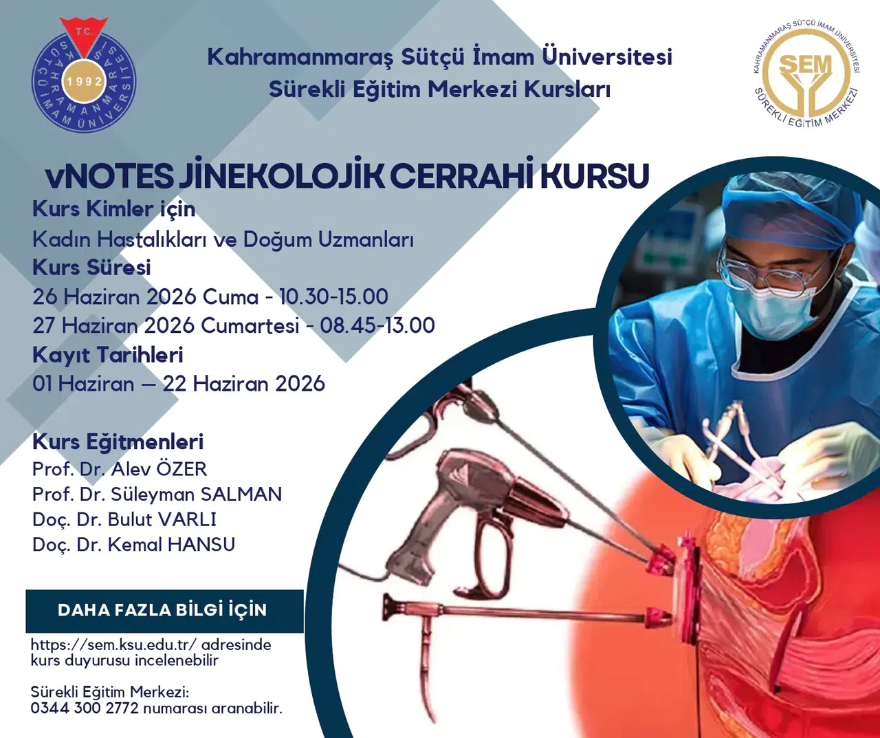 Kahramanmaraş’ta vNOTES Cerrahisi Eğitimi