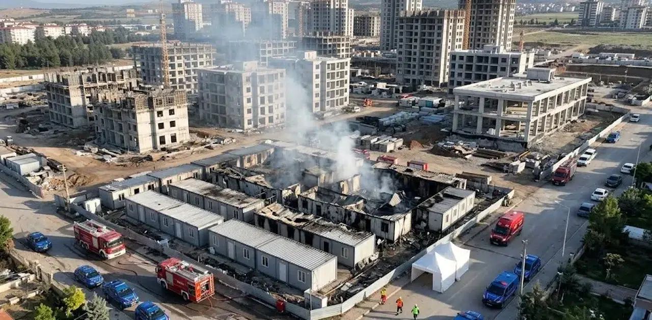 Kahramanmaraş’ta Şantiye Kamp Alanında Yangın: 1 Ölü, 6 Yaralı