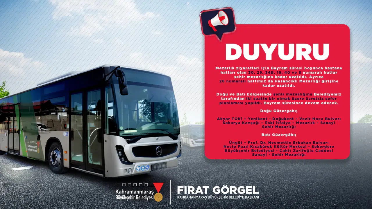Bayramda Kapıçam Mezarlığı'na Ücretsiz Servis İmkanı!
