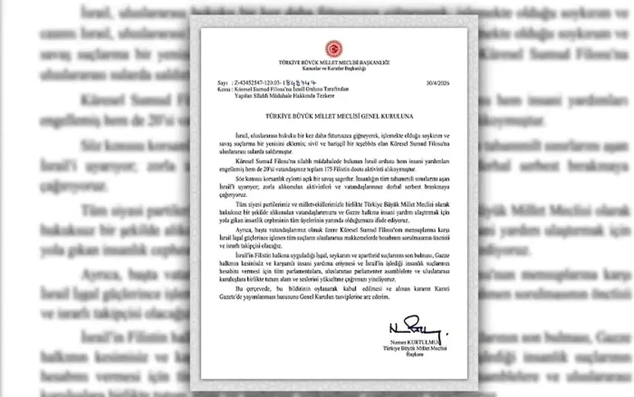 TBMM'den İsrail'e Sert Tezkere: Alıkonulanlar Derhal Serbest Bırakılsın