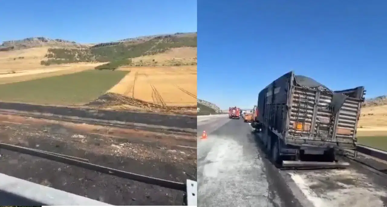 Kahramanmaraş'ta Seyir Halindeki Tır Alev Aldı, Yangın Araziye Sıçradı
