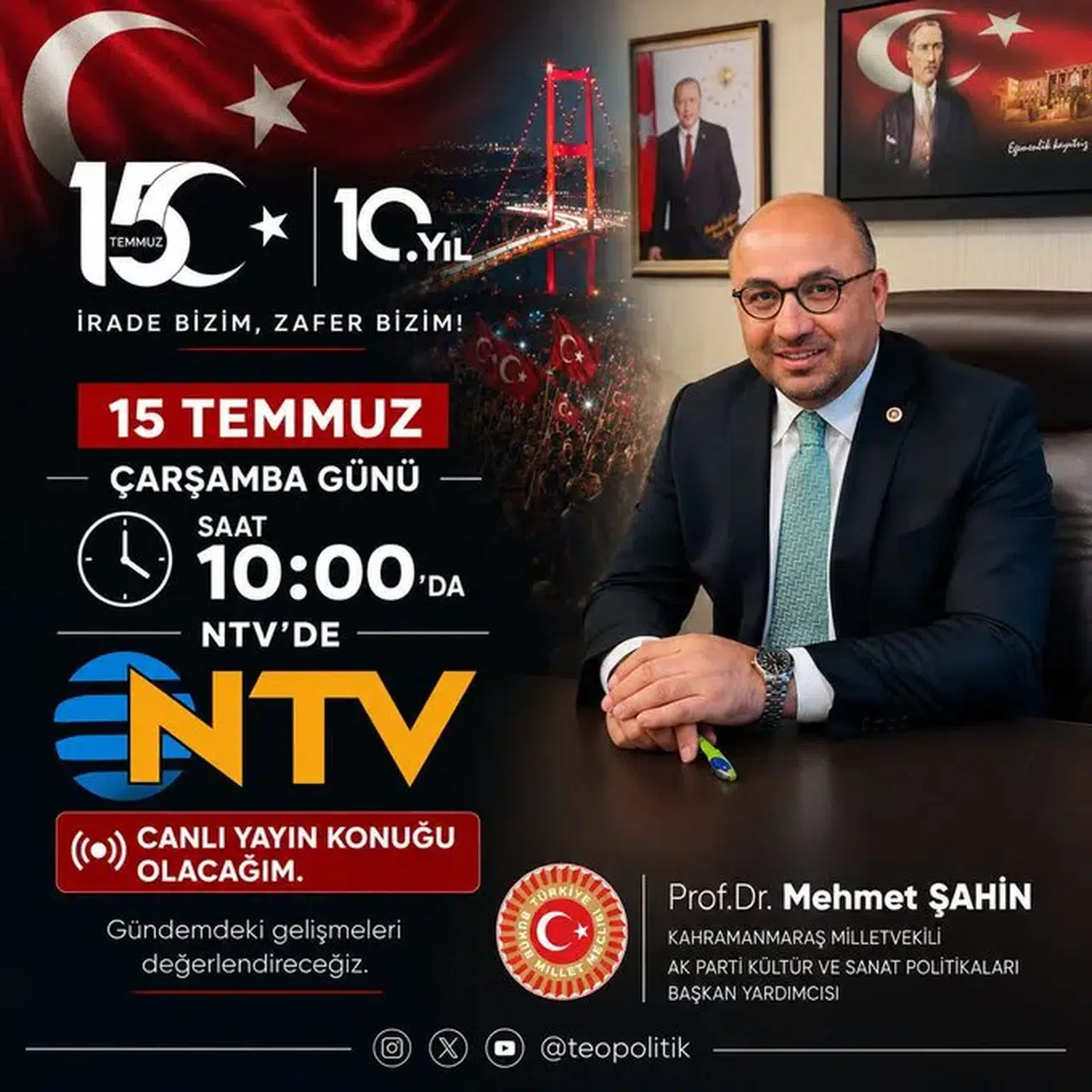 Mehmet Şahin NTV'de Gündemi Değerlendirecek