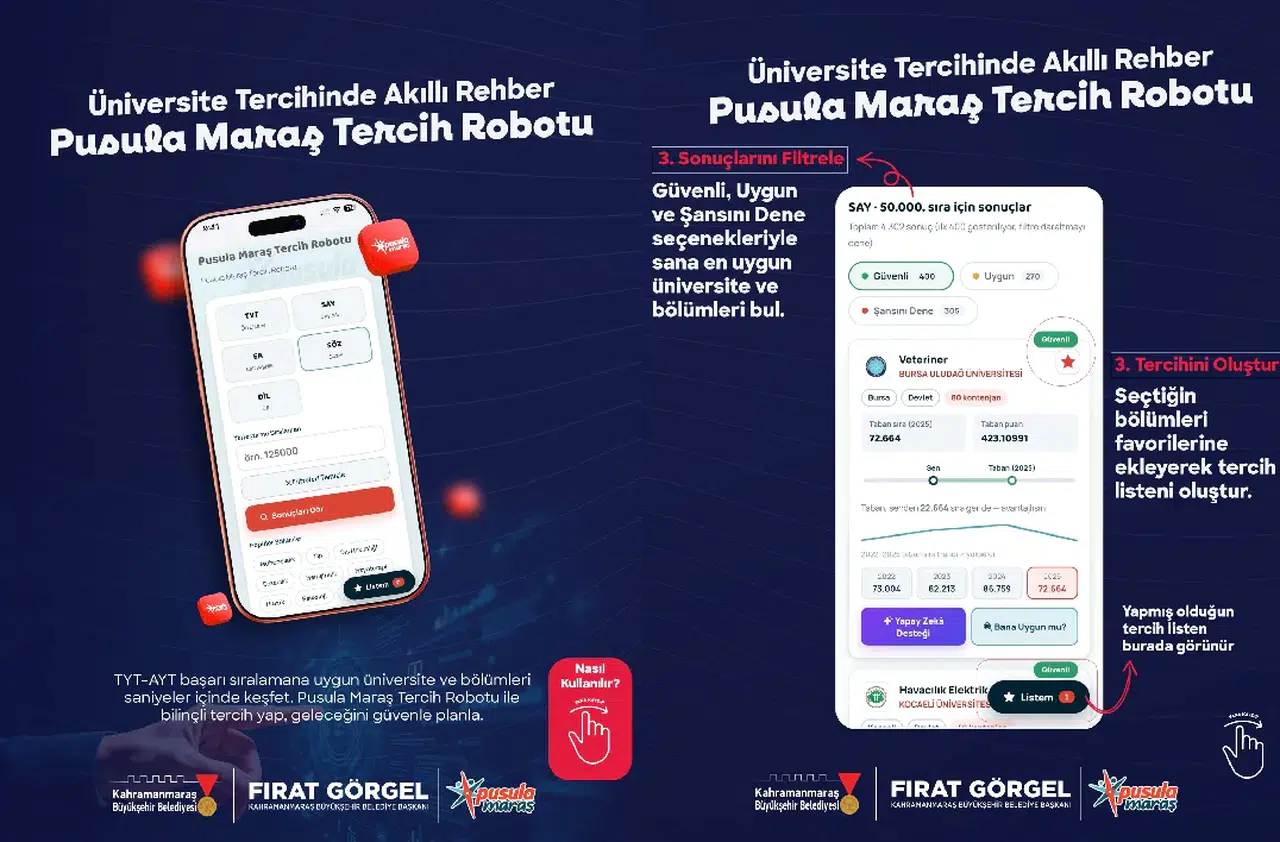 Pusula Maraş Tercih Robotu Üniversite Adaylarına Rehber Oluyor