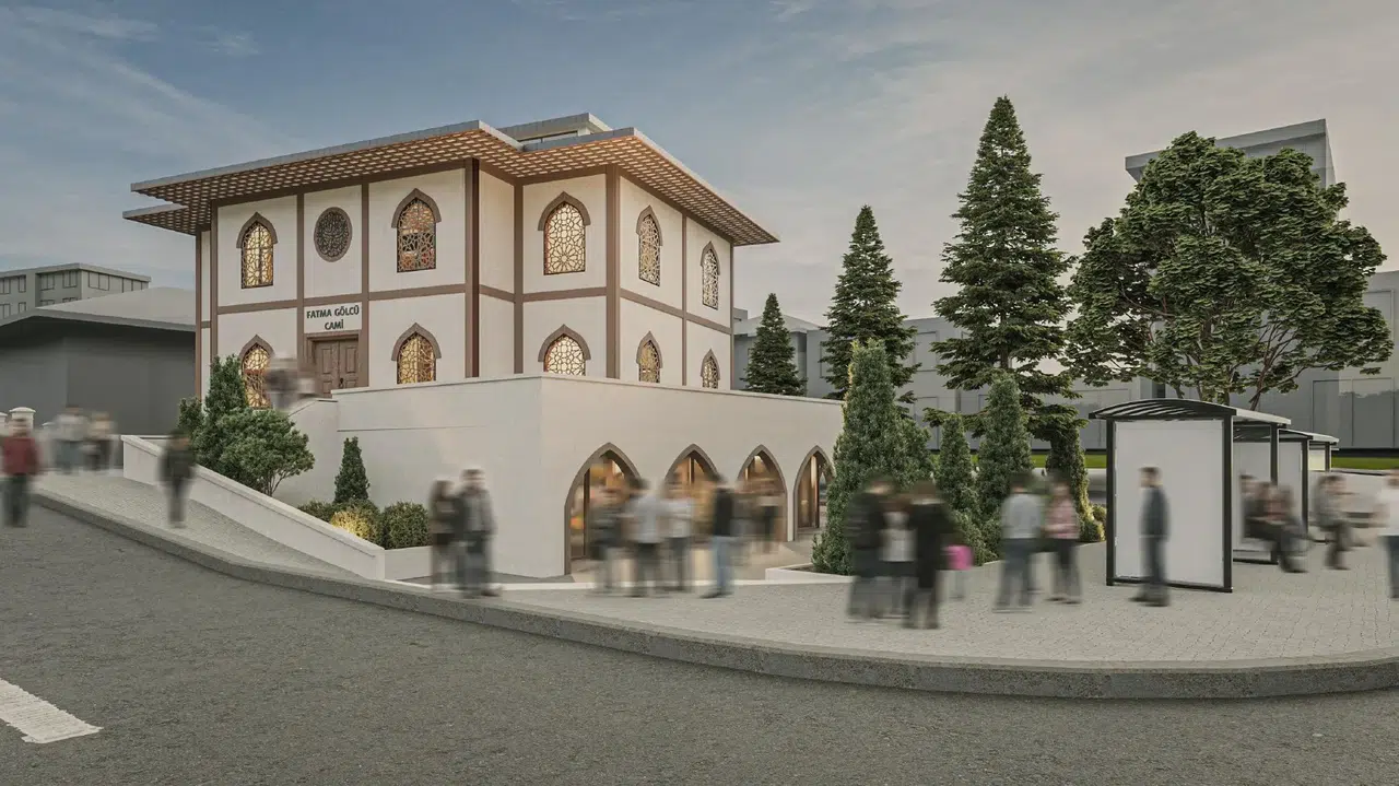 Depremde yıkılan Fatma Gölcü Camii, özgün mimarisiyle hızla yeniden inşa ediliyor