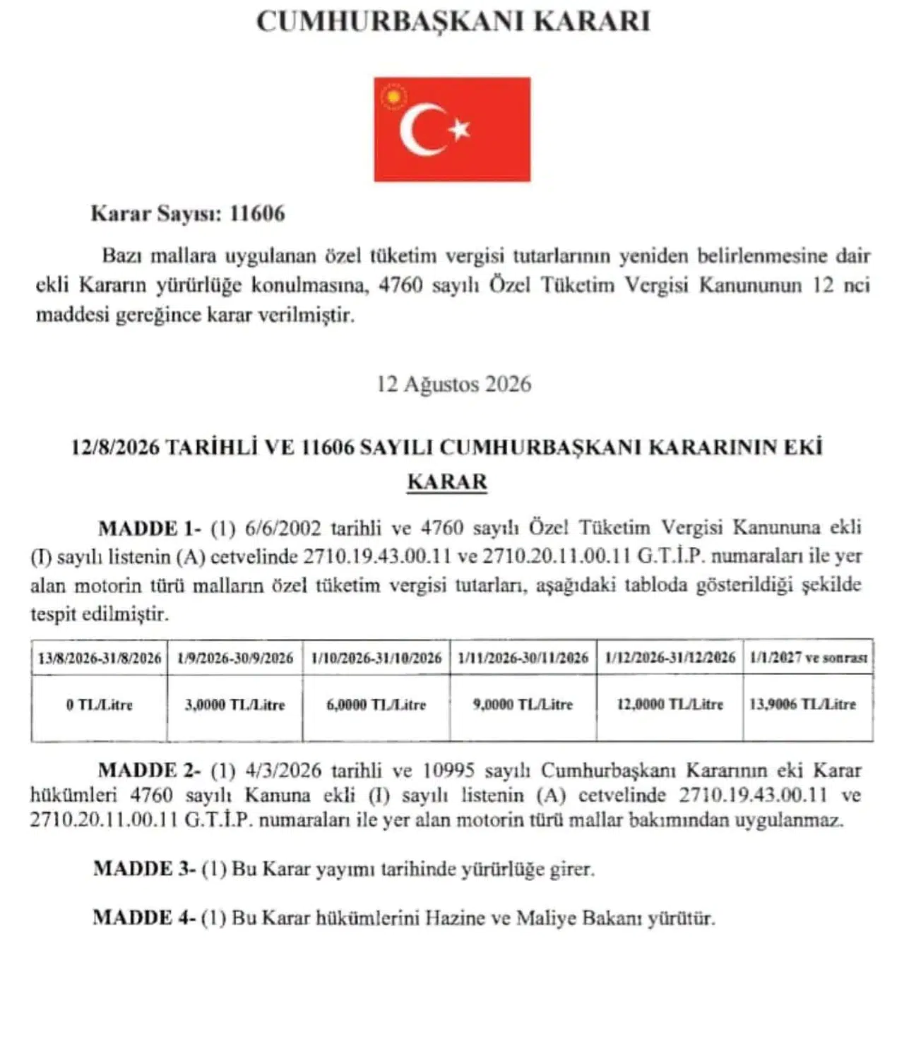 Motorinde Kademeli ÖTV Dönemi: Ağustosta Vergi Yok
