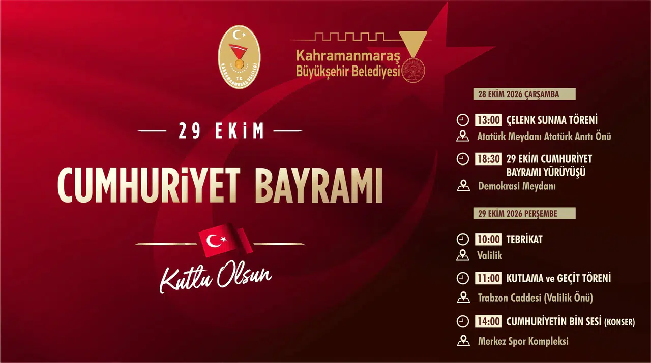 Kahramanmaraş 29 Ekim kutlama programı açıklandı