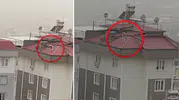 Kahramanmaraş’ta Çatıdaki Tehlikeli Anlar Kameraya Yansıdı