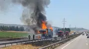 Kahramanmaraş TAG Otoyolu'nda Seyir Halindeki Tır Yandı