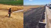 Narlı Otoyolu'nda Arazi Yangını Kontrol Altına Alındı