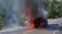 Kahramanmaraş’ta Seyir Halindeki Kamyon Alev Aldı