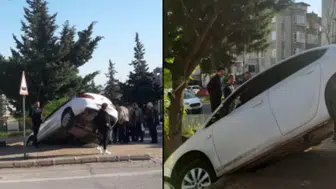 Kahramanmaraş’ta Kaza: Otomobil Binanın Bahçesine Uçtu