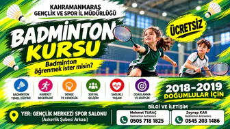 Kahramanmaraş’ta Çocuklara Ücretsiz Badminton Kursu Başladı