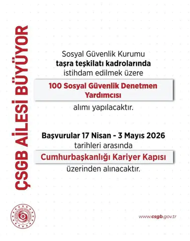 SGK 100 Denetmen Yardımcısı Alımı İçin Süreç Başladı