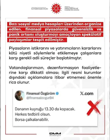 İletişim Başkanlığı'ndan Finansal Piyasalar İçin Uyarı