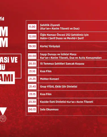 15 Temmuz'a özel anma etkinlikleriyle milli birlik ruhu canlanacak!