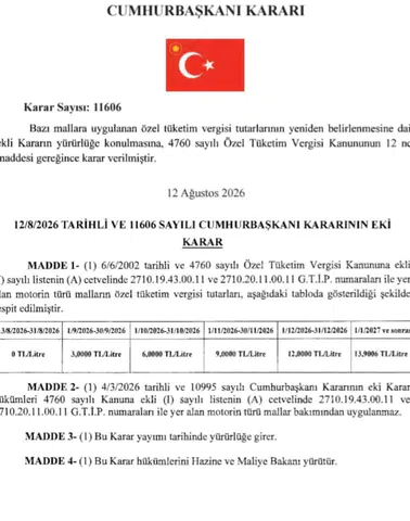 Motorinde Kademeli ÖTV Dönemi: Ağustosta Vergi Yok