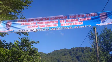 Muhtar adayından ilginç seçim pankartı