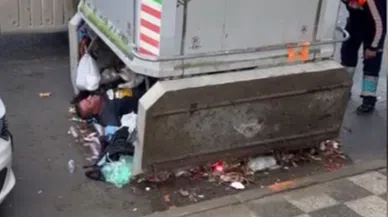 Yağmurdan korunmak için girdiği çöp konteynerinden 2 gün sonra vinçle çıkarıldı