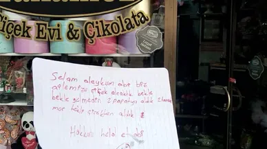 Çocuklar aldıkları çiçekler için not bıraktılar