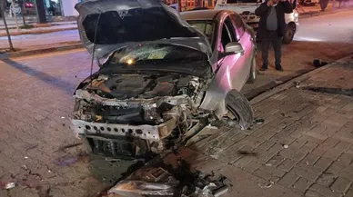 Sinyalizasyon direğine çarpan sürücü yaralandı