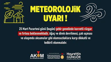 Kahramanmaraş Kuvvetli Rüzgâra Karşı Uyarıldı!