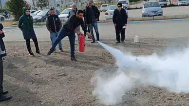 Konteyner kentte yangına karşı eğitim ve tatbikat