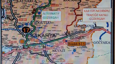 Yoğun kar yağışı nedeniyle Kocaali-Hendek yolu ulaşıma kapatıldı