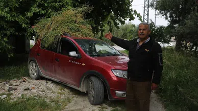 Eşini yormamak için otomobiliyle ot taşıyan yaşlı adam yürekleri ısıttı