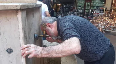 Kahramanmaraş'taa sıcak havada çeşme başlarında serinlik
