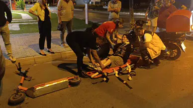 Yaya geçidinde scooter ile motosiklet çarpıştı