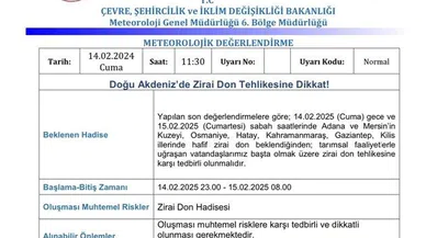 Kahramanmaraş’ta Zirai Don Uyarısı! Çiftçiler Dikkat!