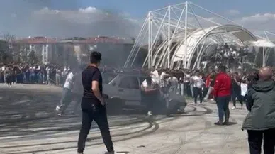 Modifiye festivalinde drift atan Tofaş alev aldı