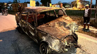 Kafa Kafaya Çarpışan İki Otomobil Yanarak Hurdaya Döndü: 1 Ölü, 4 Yaralı